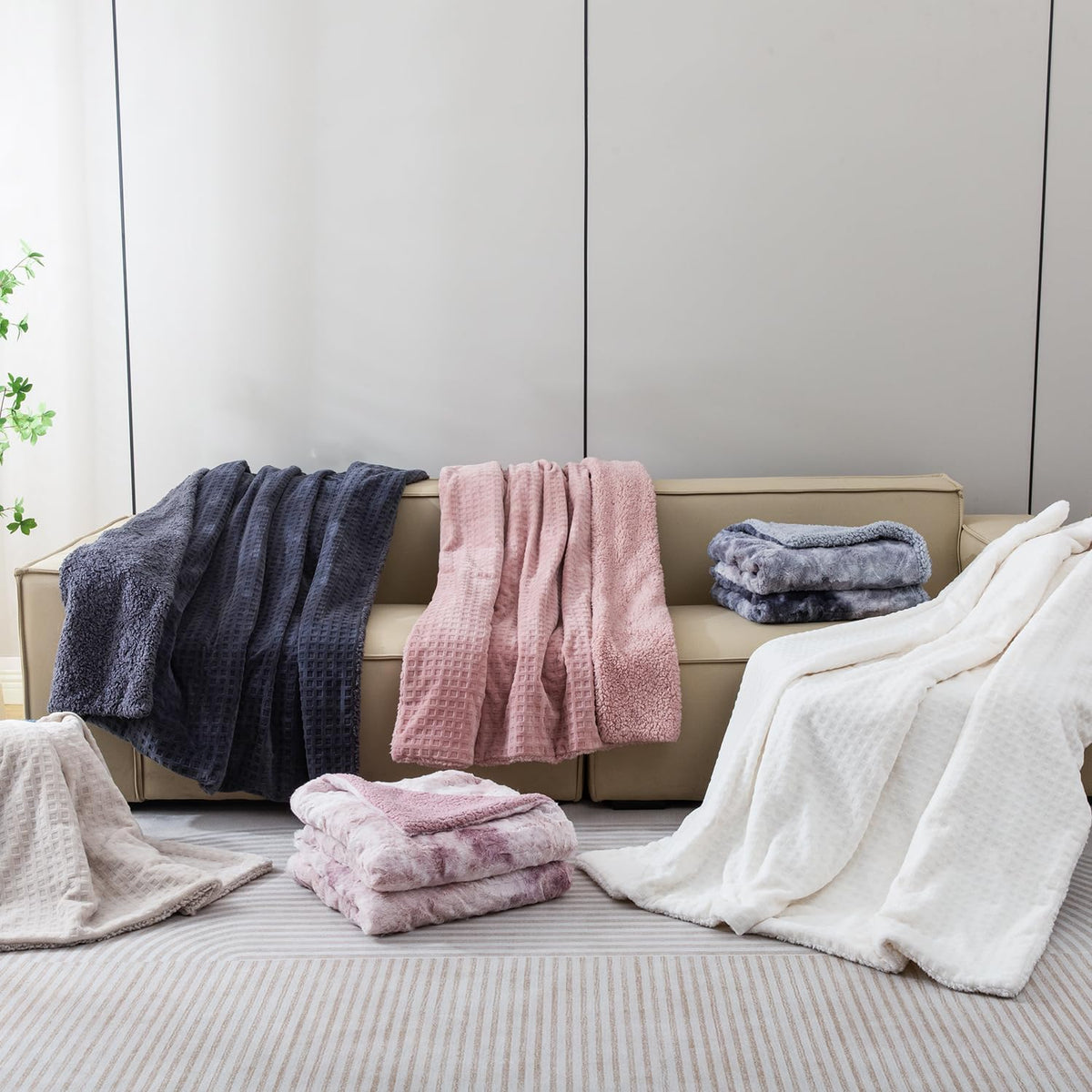 Pink Heated Blanket Electric Throw Waffle Fleece 50x60