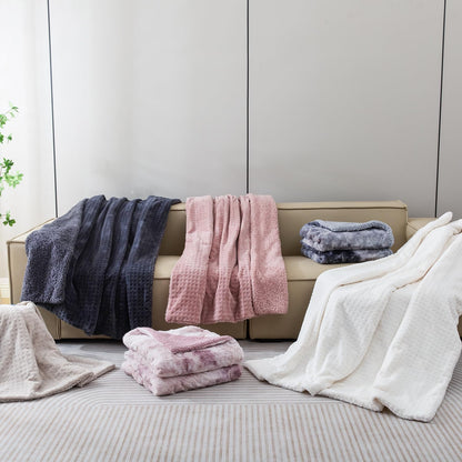 Pink Heated Blanket Electric Throw Waffle Fleece 50x60