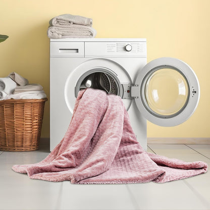 Pink Heated Blanket Electric Throw Waffle Fleece 50x60