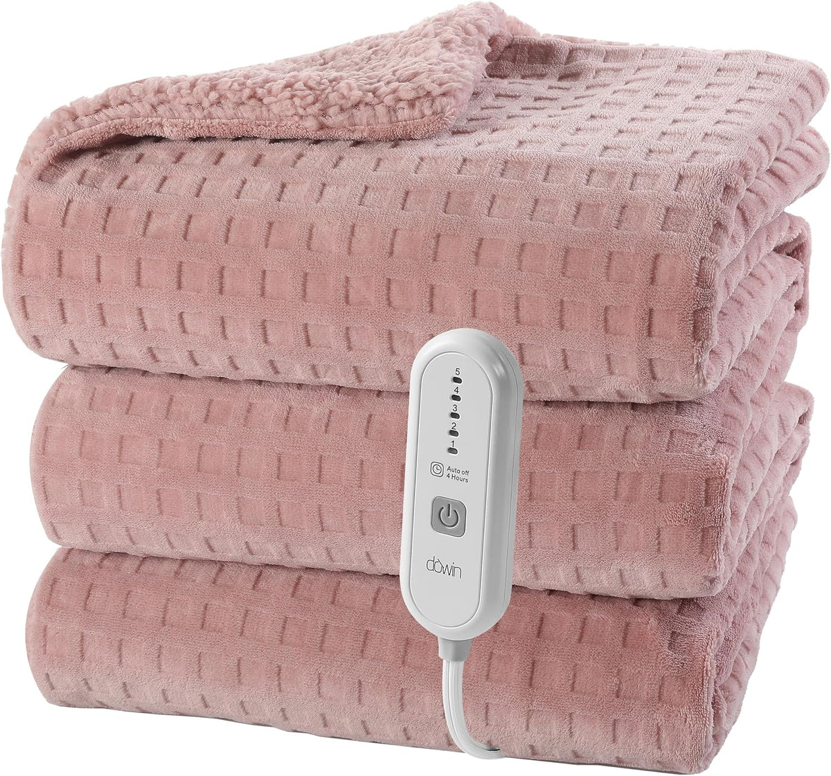 Pink Heated Blanket Electric Throw Waffle Fleece 50x60