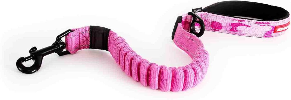 Zero Shock - Bungee Dog Leash, Shock Absorbing - 25-Inch, Pink Camo