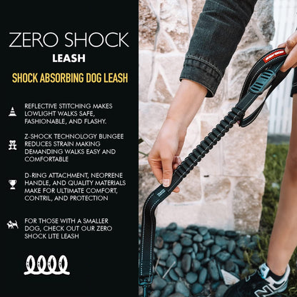 Zero Shock - Bungee Dog Leash, Shock Absorbing - 25-Inch, Pink Camo