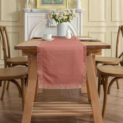Natural Cotton-Linen Table Runner – Soft, Durable & Natural Blend Rustic Farmhouse Style for Dining Table, Weddings Bridal Shower Thanksgiving Christmas & Everyday Use (Blush)