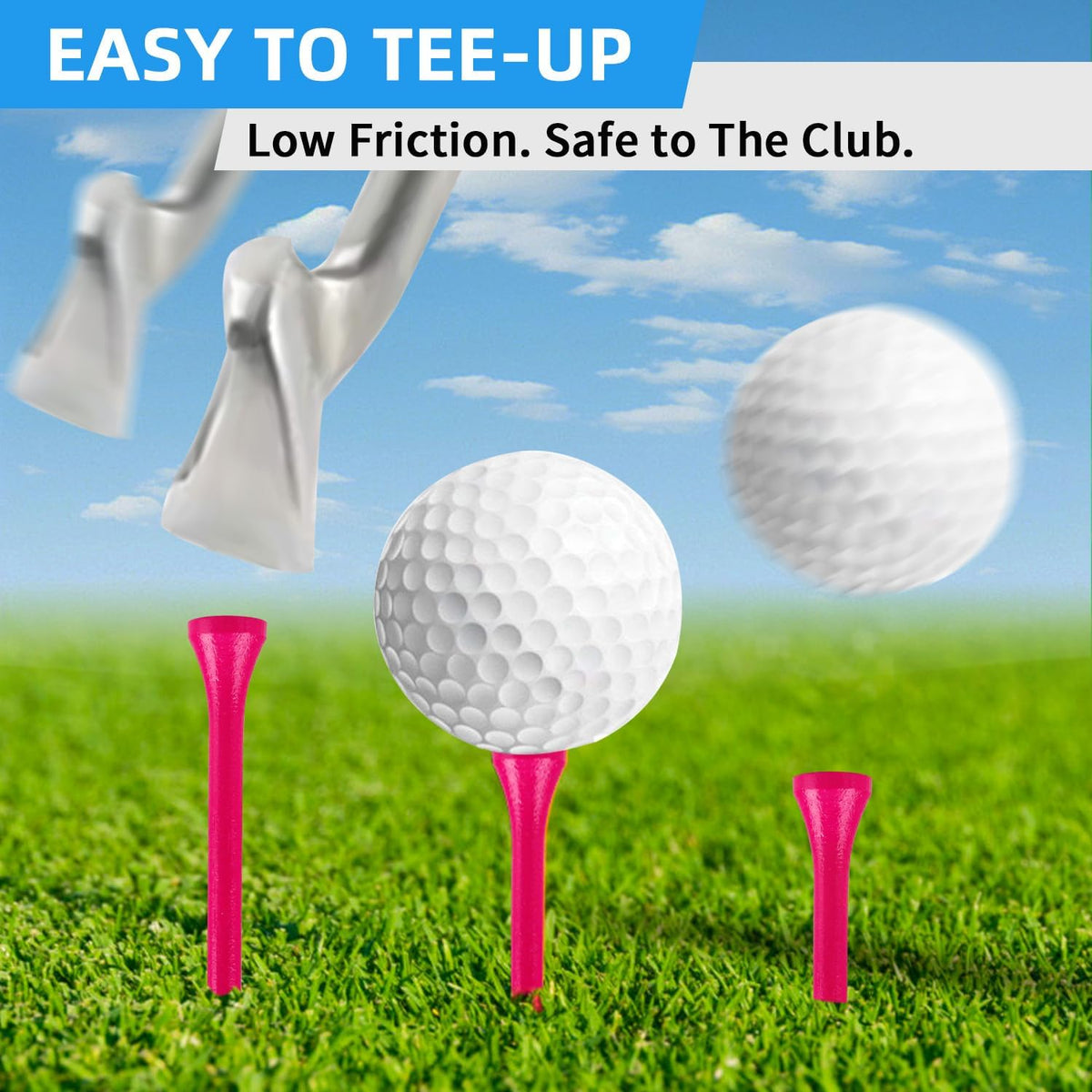 Bamboo/Wood Golf Tees 3-1/4" 2-3/4" 2-1/8" 100/50 Pcs Durable Multicolor Golf Tees Womens Mens Golf Accessories, Stable and Reliable, Reduce Friction Side Spin