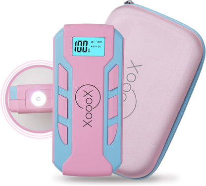 Pink Portable Car Battery Jump Starter Kit with Jumper Cables, LED Light and Case; 12V Jump Start Battery Pack; Portable Battery Charger for USB/USB-C Devices