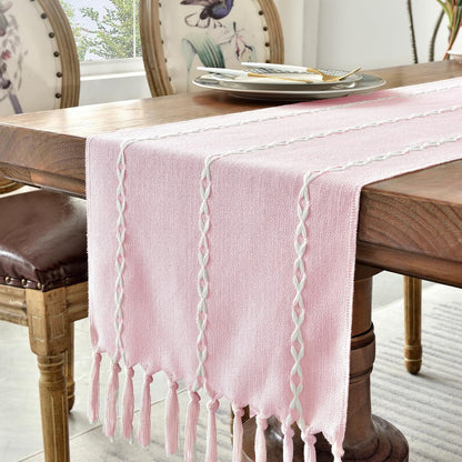 Rustic Linen Table Runner, Pink Table Runners 36 inches Long