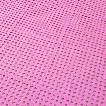 10Pcs Bath Tub Shower Mat, Suction Cup Floor Mats Anti Slip Plastic Mosaic Bath Mat Tub Bathroom Mats for Kitchen Bathroom (Pink)