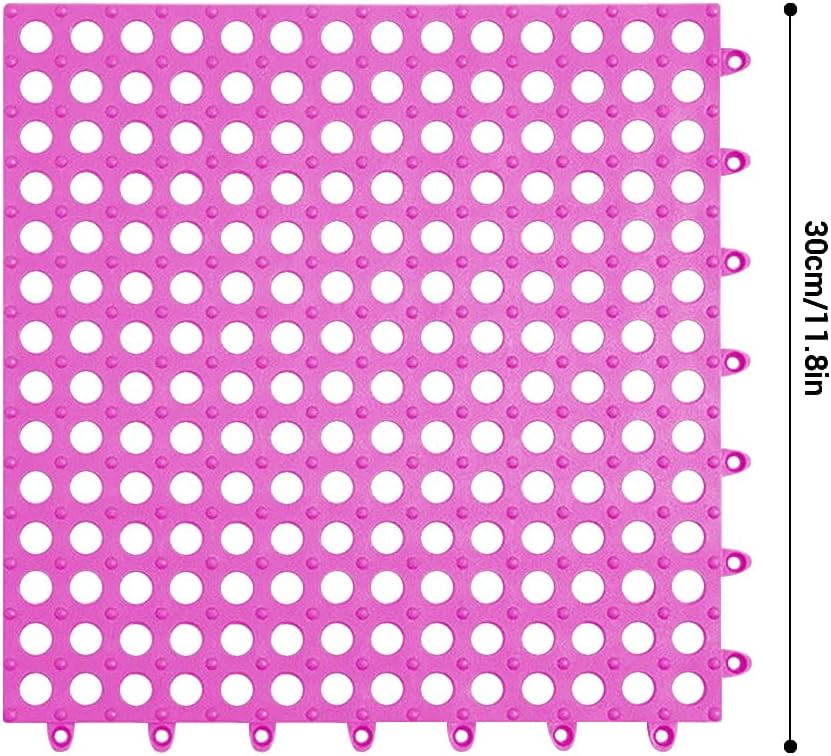 10Pcs Bath Tub Shower Mat, Suction Cup Floor Mats Anti Slip Plastic Mosaic Bath Mat Tub Bathroom Mats for Kitchen Bathroom (Pink)
