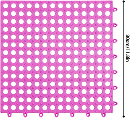 10Pcs Bath Tub Shower Mat, Suction Cup Floor Mats Anti Slip Plastic Mosaic Bath Mat Tub Bathroom Mats for Kitchen Bathroom (Pink)
