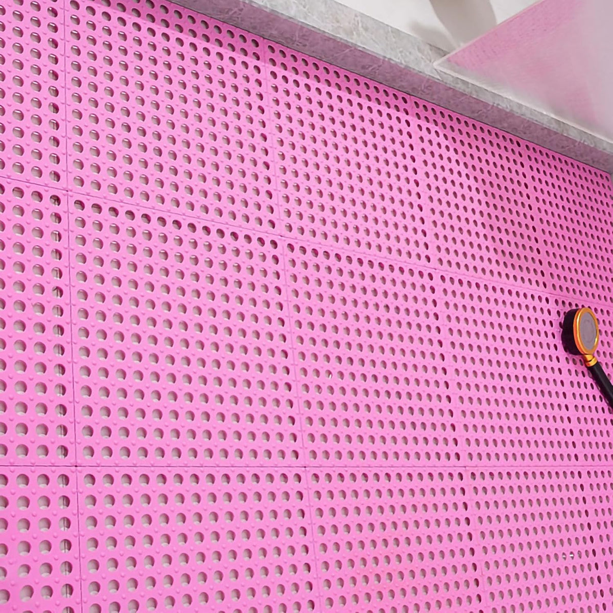 10Pcs Bath Tub Shower Mat, Suction Cup Floor Mats Anti Slip Plastic Mosaic Bath Mat Tub Bathroom Mats for Kitchen Bathroom (Pink)