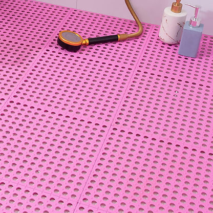 10Pcs Bath Tub Shower Mat, Suction Cup Floor Mats Anti Slip Plastic Mosaic Bath Mat Tub Bathroom Mats for Kitchen Bathroom (Pink)