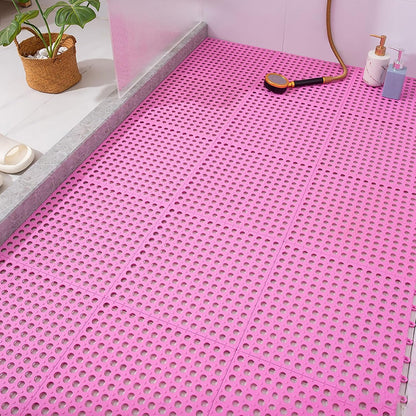 10Pcs Bath Tub Shower Mat, Suction Cup Floor Mats Anti Slip Plastic Mosaic Bath Mat Tub Bathroom Mats for Kitchen Bathroom (Pink)