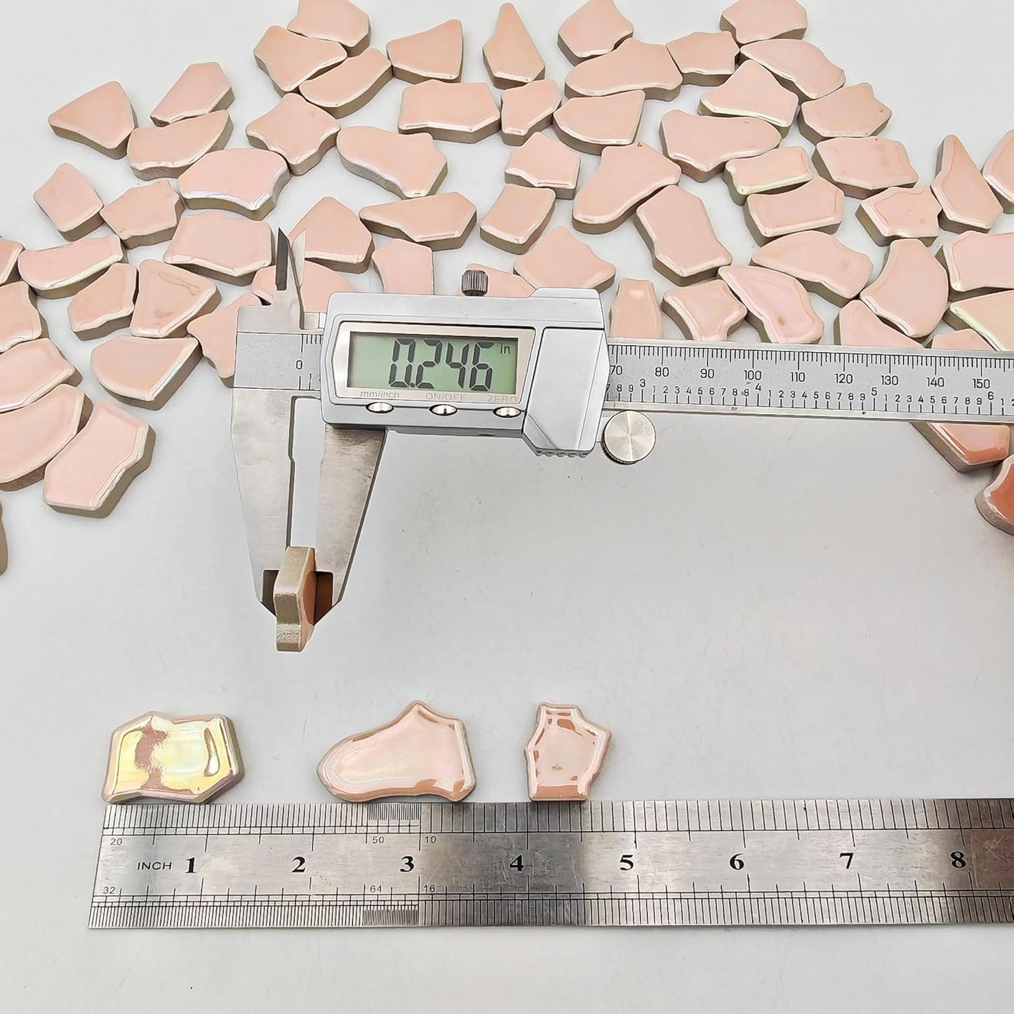0.68"-1.53" Irregular Ceramic Mosaic Tiles,500g/1.1lb Ceramic Mosaic Tiles for Crafts,Ceramics Mosaic Pieces for Home Decoration or DIY Crafts,Mosaic Making Supplies (Iridescent Pearl Pink)