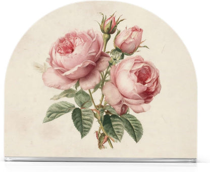 Pink Roses Vintage Napkin Holder Napkin Dispenser Acrylic Paper Tissue Storage for Kitchen Coffee Table 1 Pack