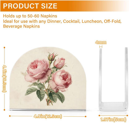 Pink Roses Vintage Napkin Holder Napkin Dispenser Acrylic Paper Tissue Storage for Kitchen Coffee Table 1 Pack