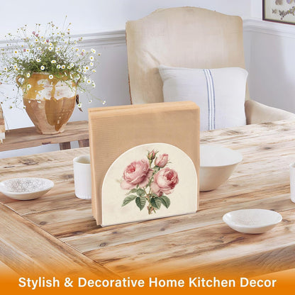 Pink Roses Vintage Napkin Holder Napkin Dispenser Acrylic Paper Tissue Storage for Kitchen Coffee Table 1 Pack