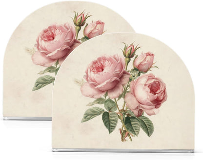 Pink Roses Vintage Napkin Holder Napkin Dispenser Acrylic Paper Tissue Storage for Kitchen Coffee Table 1 Pack