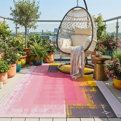 Pastel Pink Yellow Grey Modern Abstract Aesthetic Area Rug 4x6 Washable Soft Wool Art Decor Rug for Living Room Bedroom Diningroom Minimalist Nursery Dorm Room Home Office Indoor Carpet Mat