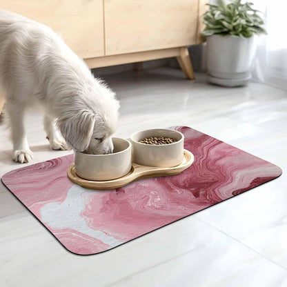 Pink Marble Dish Drying Mat for Kitchen Counter, Absorbent Quick Dry Coffee Bar Mat Pad Thin Diatomaceous Sink Mats, Summer Ocean Wave Red Ombre Non Slip Dish Drainer Mats 16''x24''