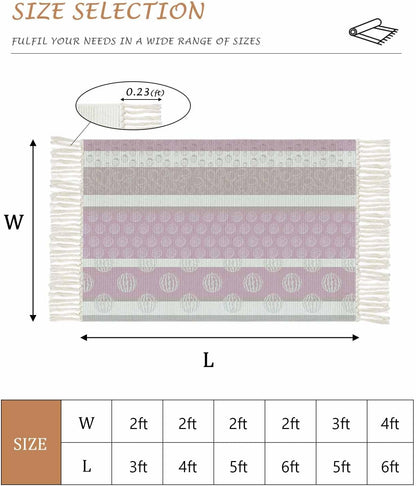 Farm Fruits Kitchen Runner Rug 2'x6' Bedside Rug with Tassels Washable Woven Area Rugs Watermelon Lemons Peach Pink Grey Striped Hallway Rugs Indoor Throw Carpet for Bathroom Bedroom Living Room