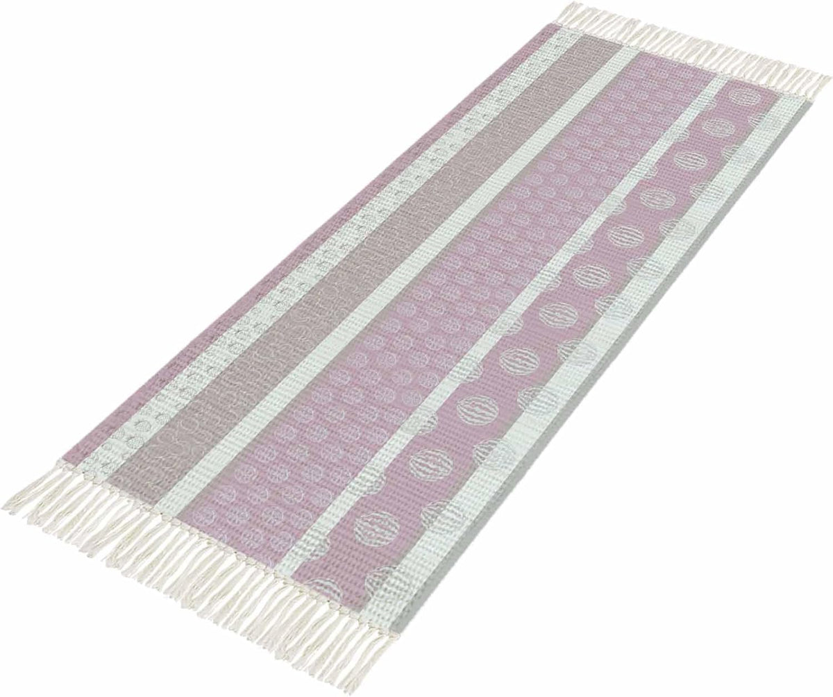 Farm Fruits Kitchen Runner Rug 2'x6' Bedside Rug with Tassels Washable Woven Area Rugs Watermelon Lemons Peach Pink Grey Striped Hallway Rugs Indoor Throw Carpet for Bathroom Bedroom Living Room