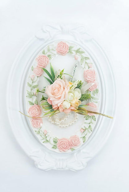 2Pcs Blush Pink Wrist Corsage and Boutonniere Set for Prom Wedding