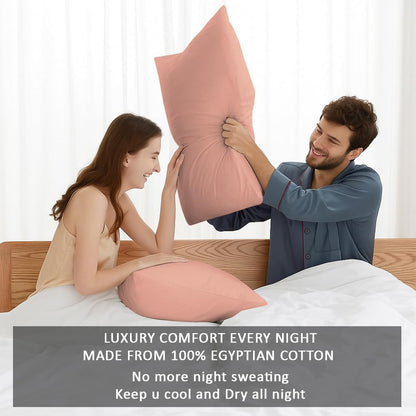 Set of Two Oversized Superhuge Pillow Case - Cover - 100% Egyptian Cotton, 600 Thread Count Sateen, (Size 31 x 40) (Peach Pink, 31 X 40)