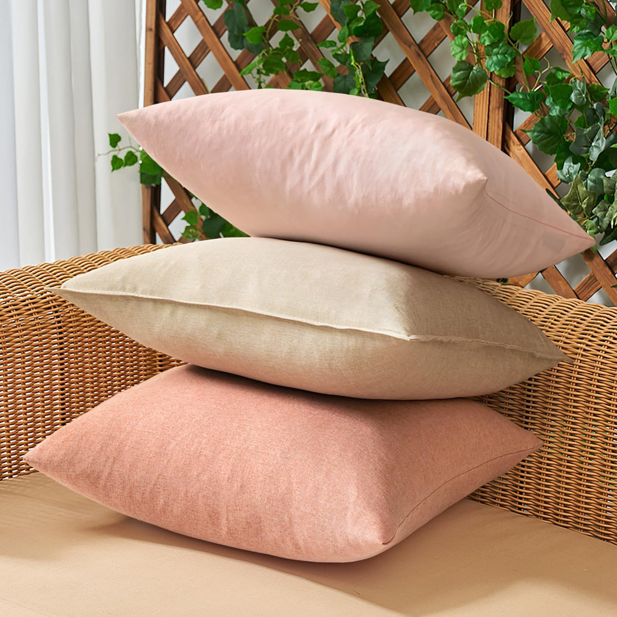 Outdoor Waterproof Throw Pillow Covers Light Pink 18x18 Set of 2