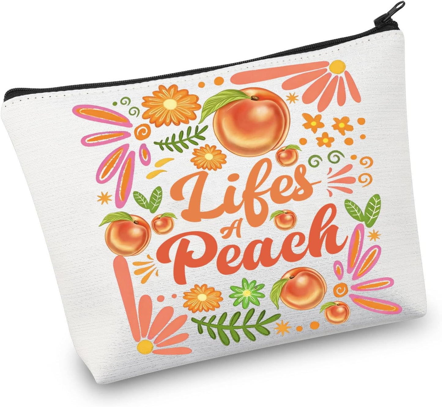 Peach Gifts for Women Peach Lover Makeup Bag Fruit Lover Gift Peachy Themed Cosmetic Bag (peachMBag)