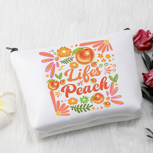Peach Gifts for Women Peach Lover Makeup Bag Fruit Lover Gift Peachy Themed Cosmetic Bag (peachMBag)