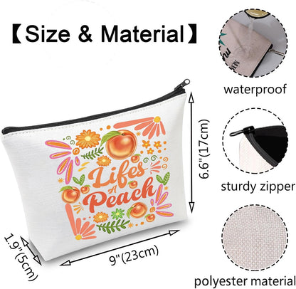 Peach Gifts for Women Peach Lover Makeup Bag Fruit Lover Gift Peachy Themed Cosmetic Bag (peachMBag)
