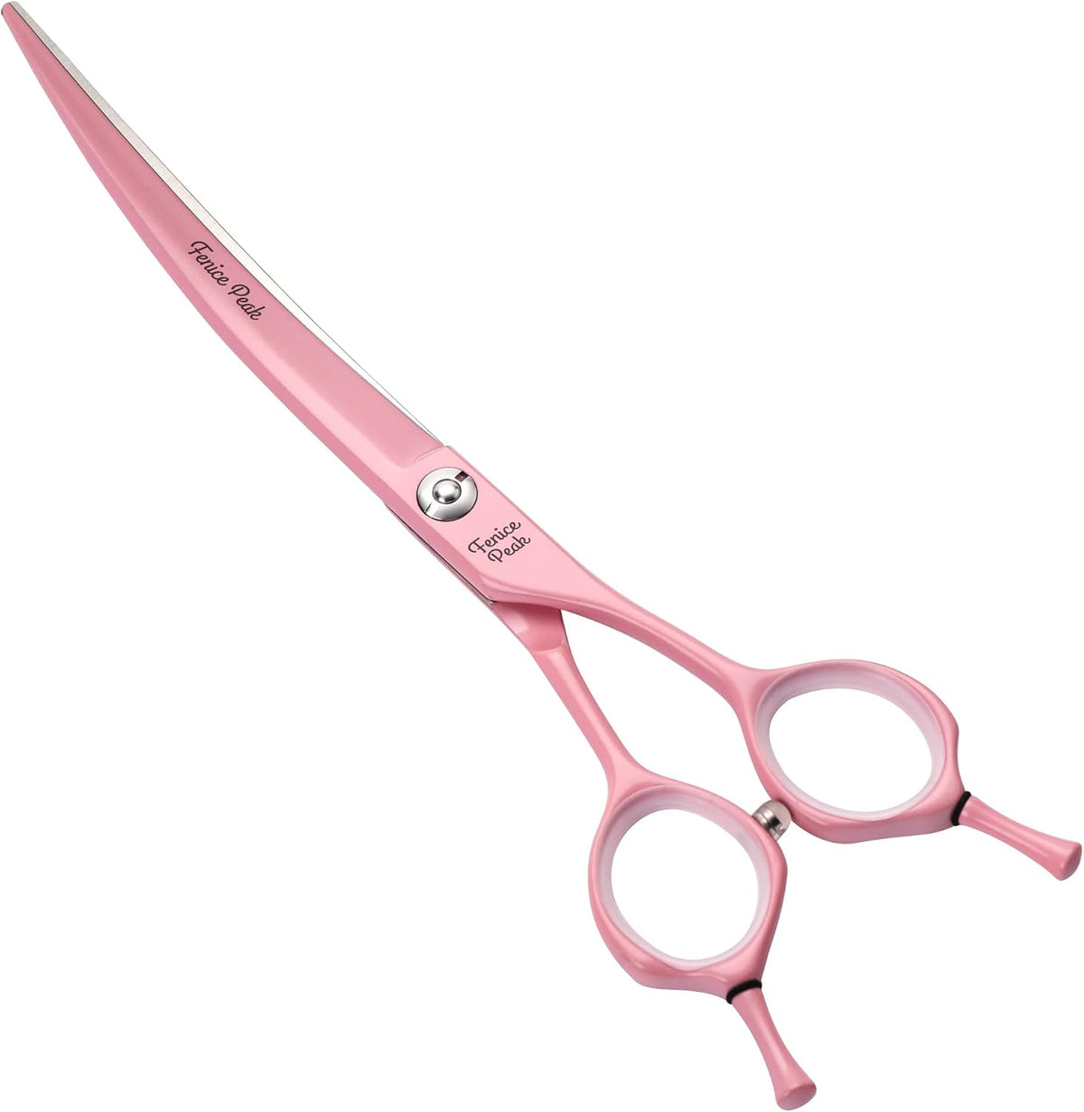 Curved Dog Grooming Scissors with Pink Color Coating 440C Stainless Steel Pet Grooming Bending Shears Sharp and Durable Comfortable Engonomic Handle