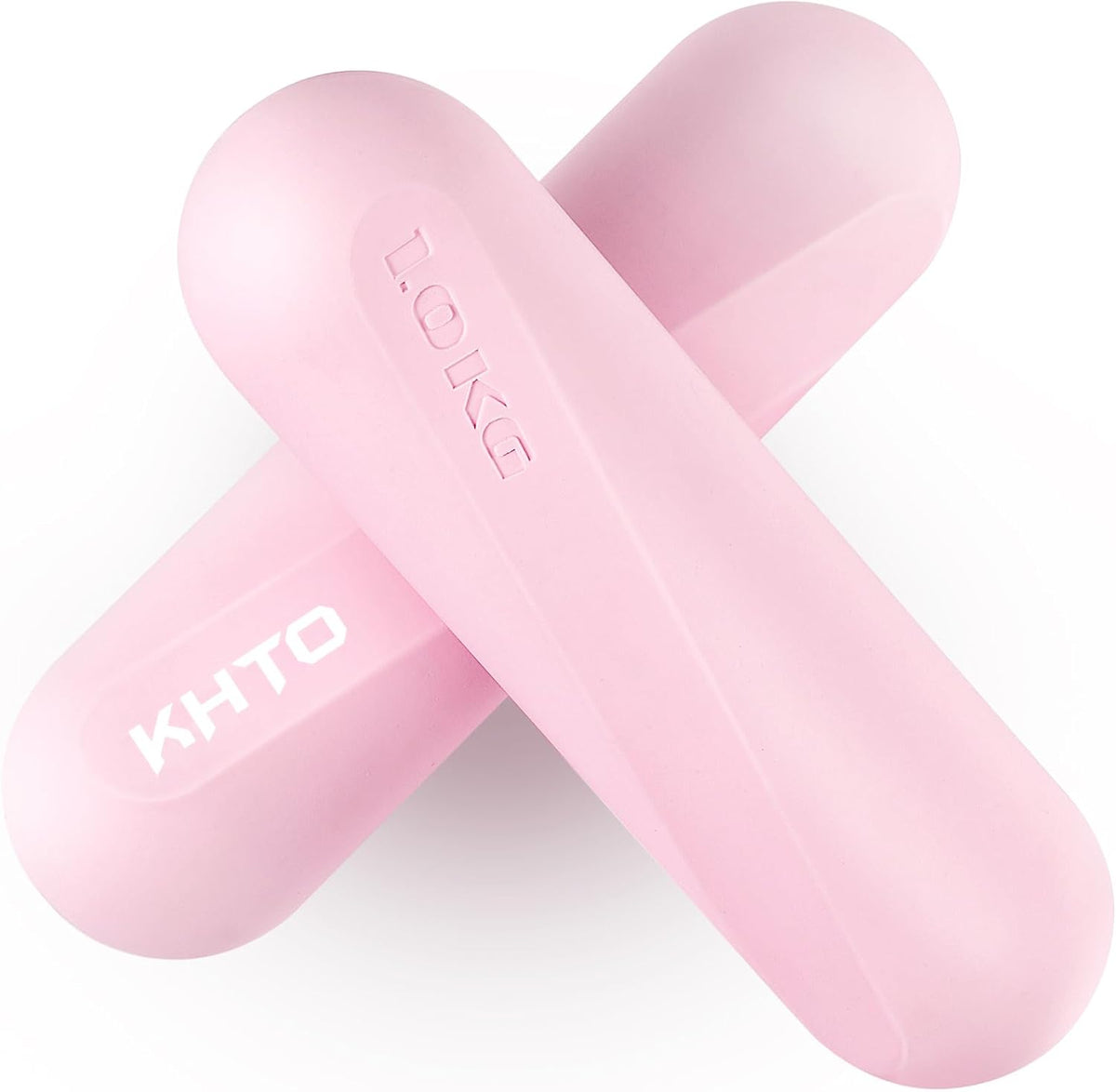 KHTO Food Grade Silicone Dumbbell Weight Bars for Women, Pink (2.2 LB | 4.4 LB Pair), Non-Slip Hex Sides Dumbbell Set for Home Gym Workout, Walking, Yoga, Dance, Barre, Pilates