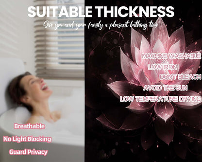 Light Pink and Black Shower Curtain, 72x72 in, Lotus Flower Girls