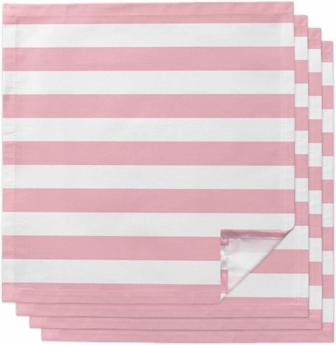Cloth Napkins Set of 4 Pink and White Stripes 20x20 Inch Washable Dinner Napkin Striped Simple Style Reusable Soft Table Napkins for Party Wedding Restaurant Hotel