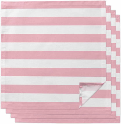 Cloth Napkins Set of 4 Pink and White Stripes 20x20 Inch Washable Dinner Napkin Striped Simple Style Reusable Soft Table Napkins for Party Wedding Restaurant Hotel