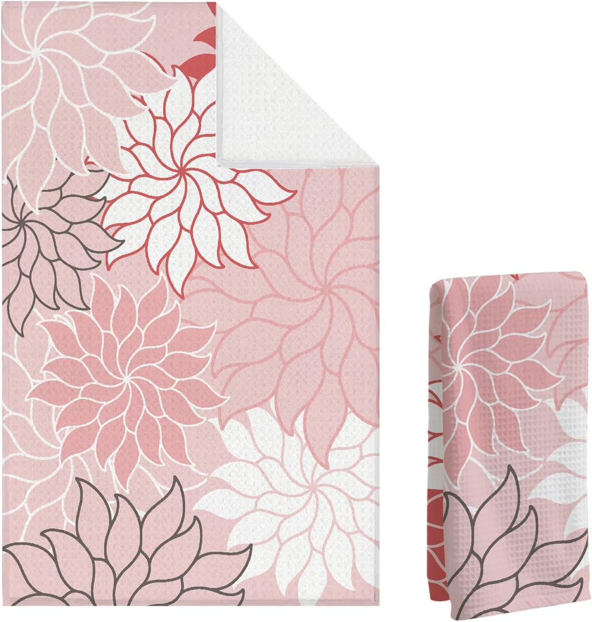 Boho Floral Abstract Waffle Towel, Flower Hand Towel for Bathroom Decor, 16x24 Inch Neutral Pink Flower Dish Tea Towel Decor for Kitchen/Bath/SPA,Gift for Friends.