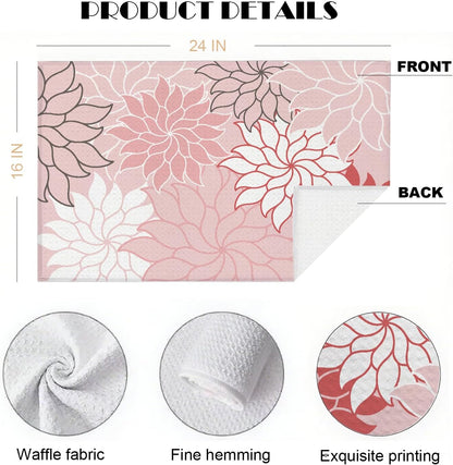 Boho Floral Abstract Waffle Towel, Flower Hand Towel for Bathroom Decor, 16x24 Inch Neutral Pink Flower Dish Tea Towel Decor for Kitchen/Bath/SPA,Gift for Friends.