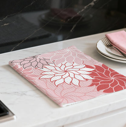 Boho Floral Abstract Waffle Towel, Flower Hand Towel for Bathroom Decor, 16x24 Inch Neutral Pink Flower Dish Tea Towel Decor for Kitchen/Bath/SPA,Gift for Friends.