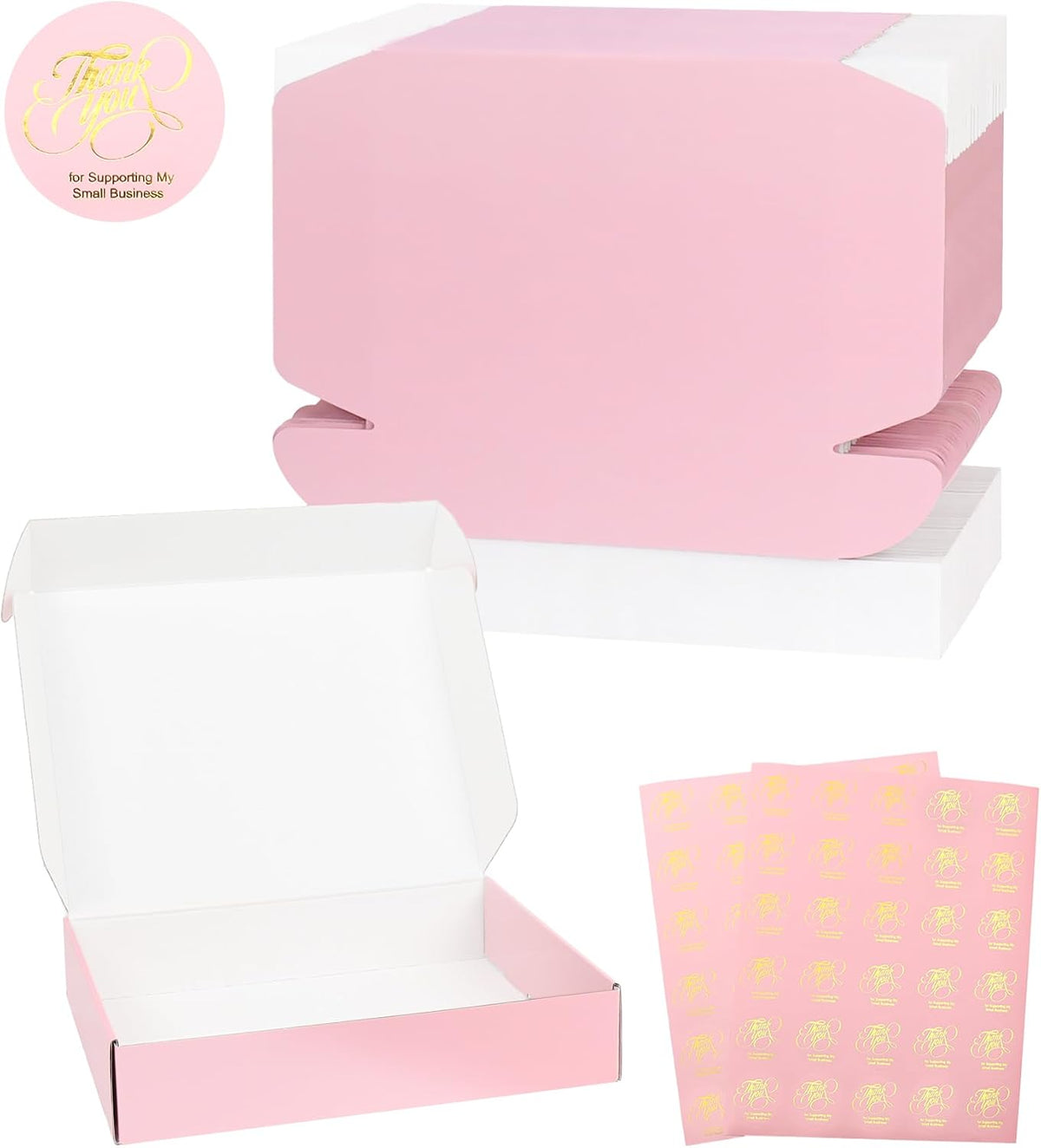 Pink Medium Shipping Boxes, 40 Pack 10"x8"x2" Corrugated Cardboard Box, Pink Shipping Mailing Boxes for Packaging