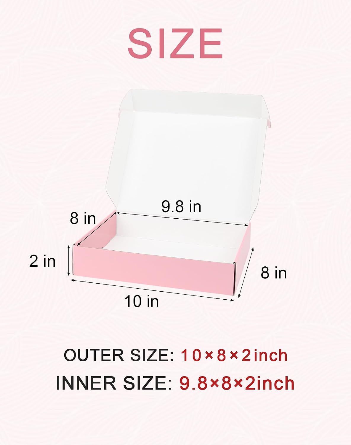 Pink Medium Shipping Boxes, 40 Pack 10"x8"x2" Corrugated Cardboard Box, Pink Shipping Mailing Boxes for Packaging