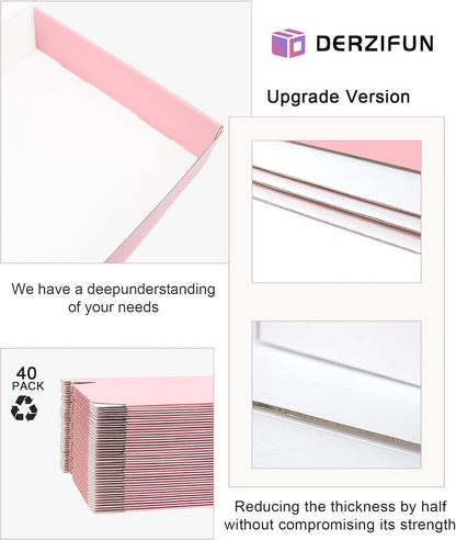 Pink Medium Shipping Boxes, 40 Pack 10"x8"x2" Corrugated Cardboard Box, Pink Shipping Mailing Boxes for Packaging