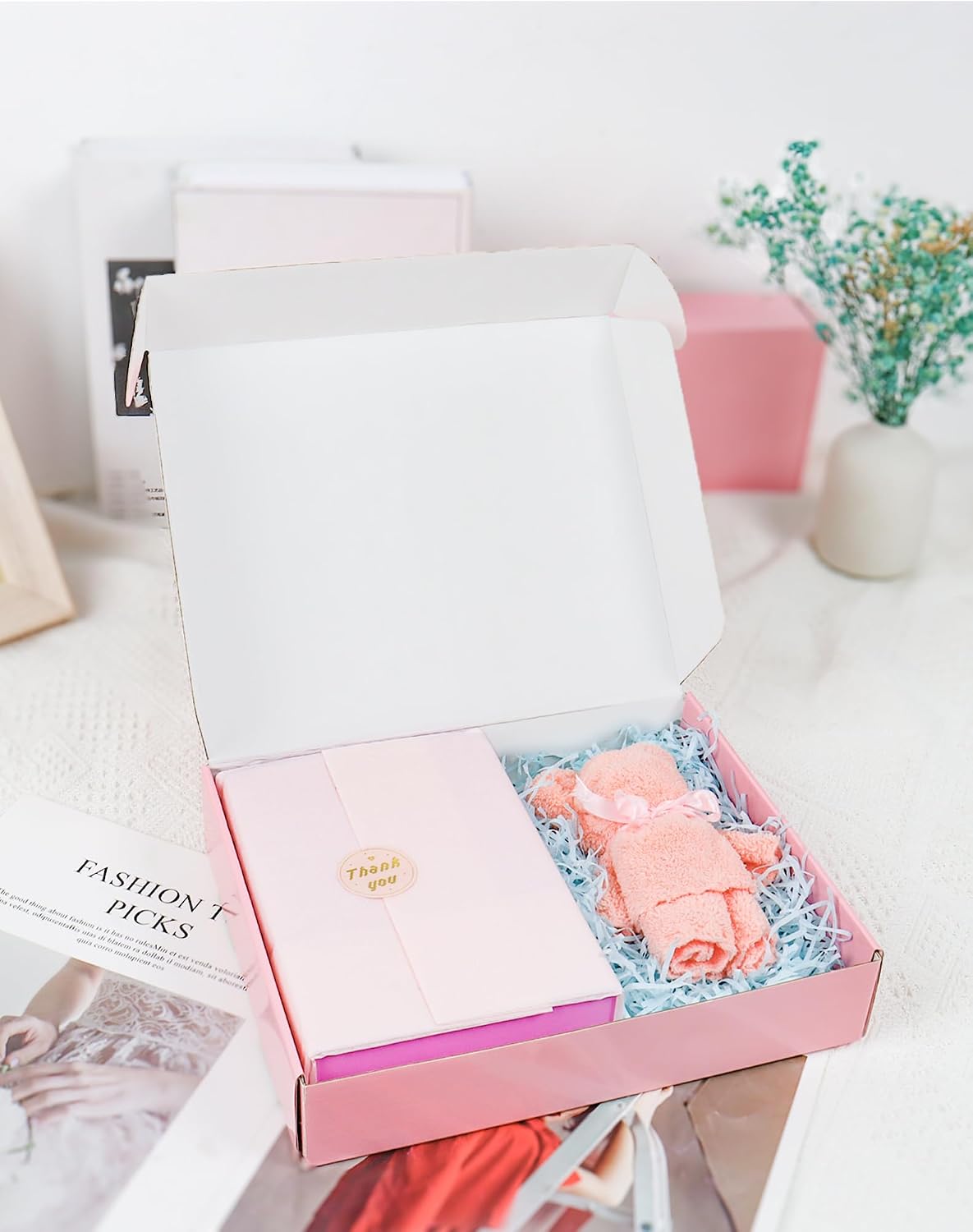Pink Medium Shipping Boxes, 40 Pack 10"x8"x2" Corrugated Cardboard Box, Pink Shipping Mailing Boxes for Packaging