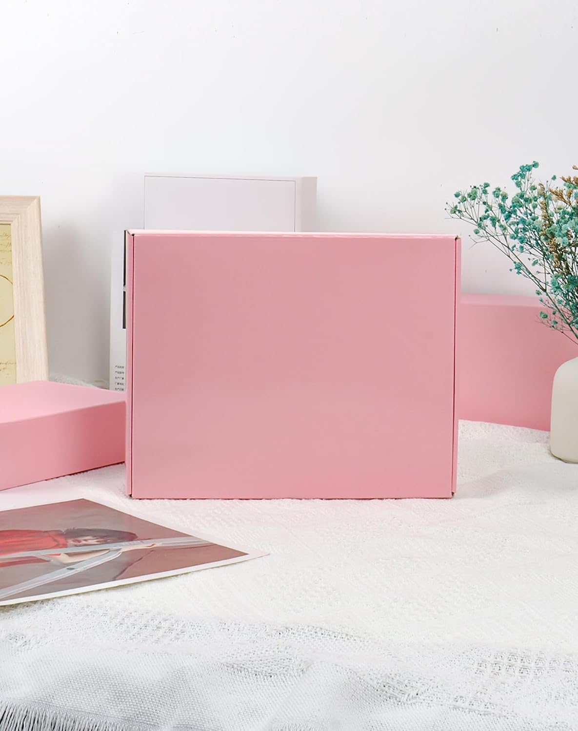 Pink Medium Shipping Boxes, 40 Pack 10"x8"x2" Corrugated Cardboard Box, Pink Shipping Mailing Boxes for Packaging