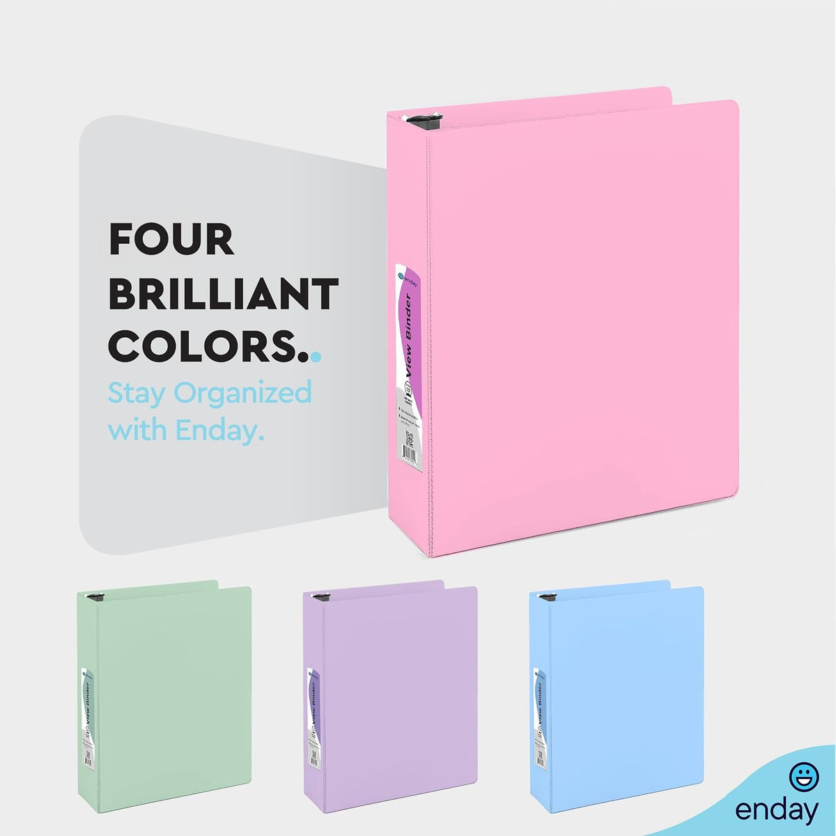 1.5 Inch Binder, Pink - 1.5 Inch 3 Ring Binder, Round Ring Pastel with Clear View Cover for Letter Size 8.5 x 11'' Paper & 2 Inside Pockets, Ideal for School Supplies, Office, and Home