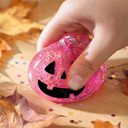 Halloween Pumpkin Slow Rising Stress Figure Transparent Glitter Sensory Soft Slow Rising Stress Ball - Stress Relief Dumplings for Halloween Party Favors