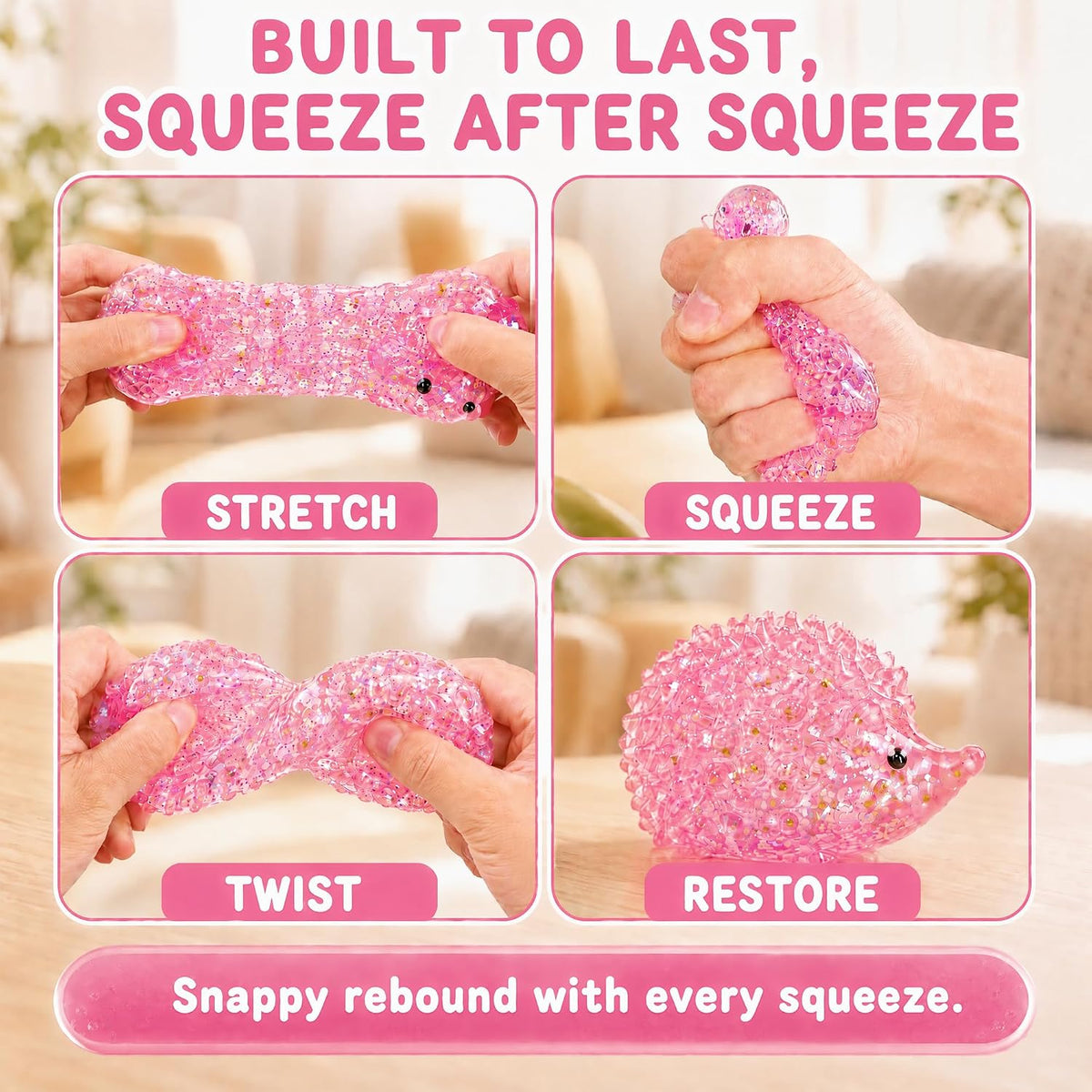 1Pcs Pink Hedgehog Stress Relief Squishy Ball, Squishy Hedgehog Stress Ball