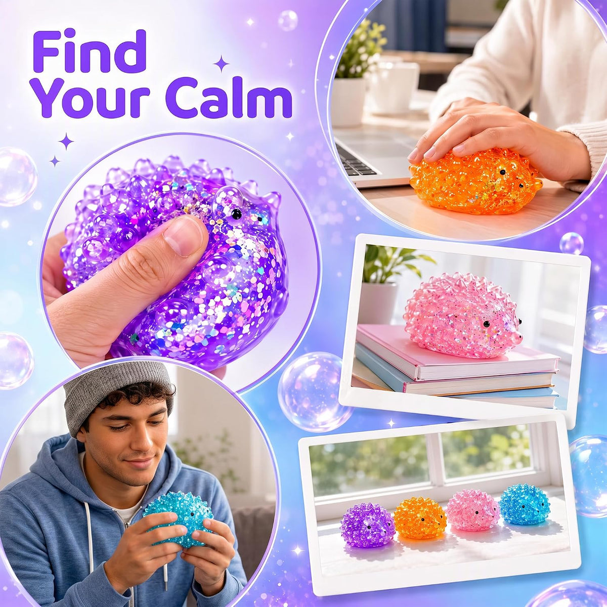 1Pcs Pink Hedgehog Stress Relief Squishy Ball, Squishy Hedgehog Stress Ball