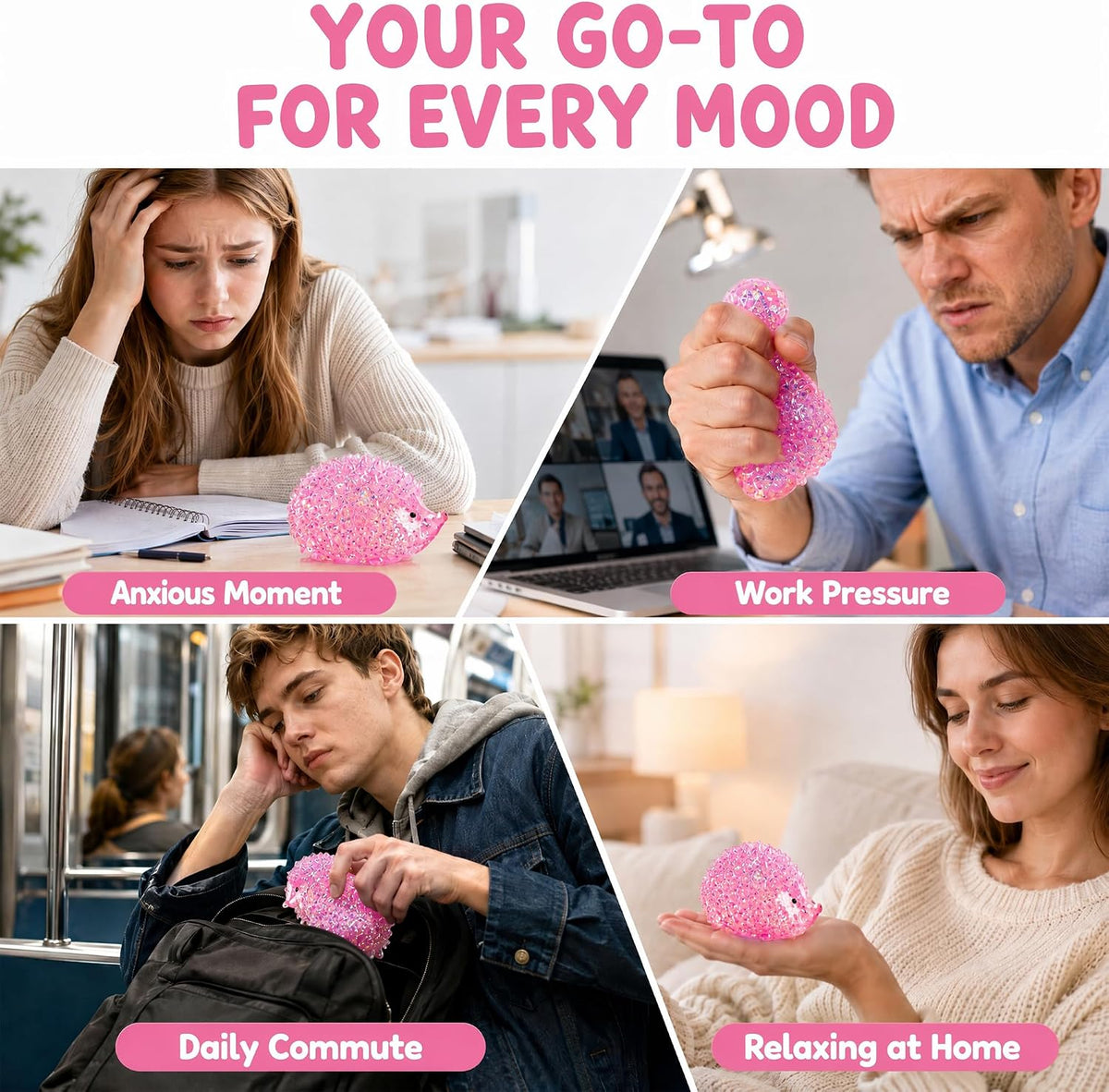1Pcs Pink Hedgehog Stress Relief Squishy Ball, Squishy Hedgehog Stress Ball
