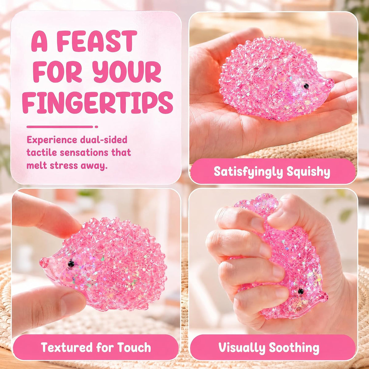 1Pcs Pink Hedgehog Stress Relief Squishy Ball, Squishy Hedgehog Stress Ball
